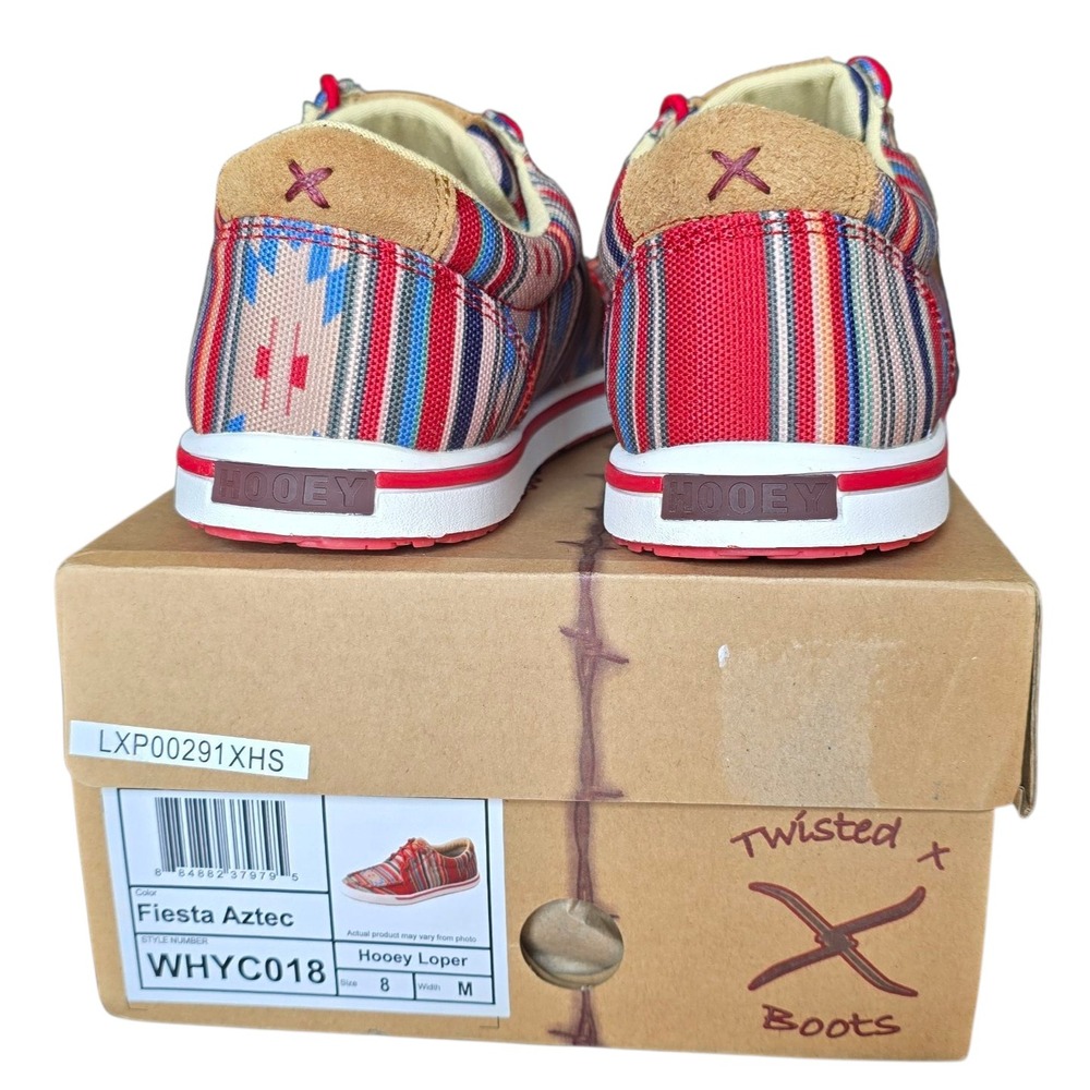 Twisted X WHYCO18‎ Multi-Color Aztec Serape Pattern Canvas Boat Shoes Women's 8M - Picture 6 of 9